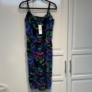 AFRM Blue and Green Floral Midi Dress